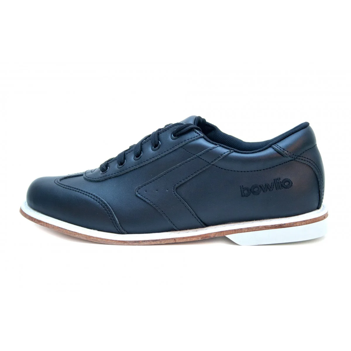 BOWLIO Nero bowling shoe black leather – side view
