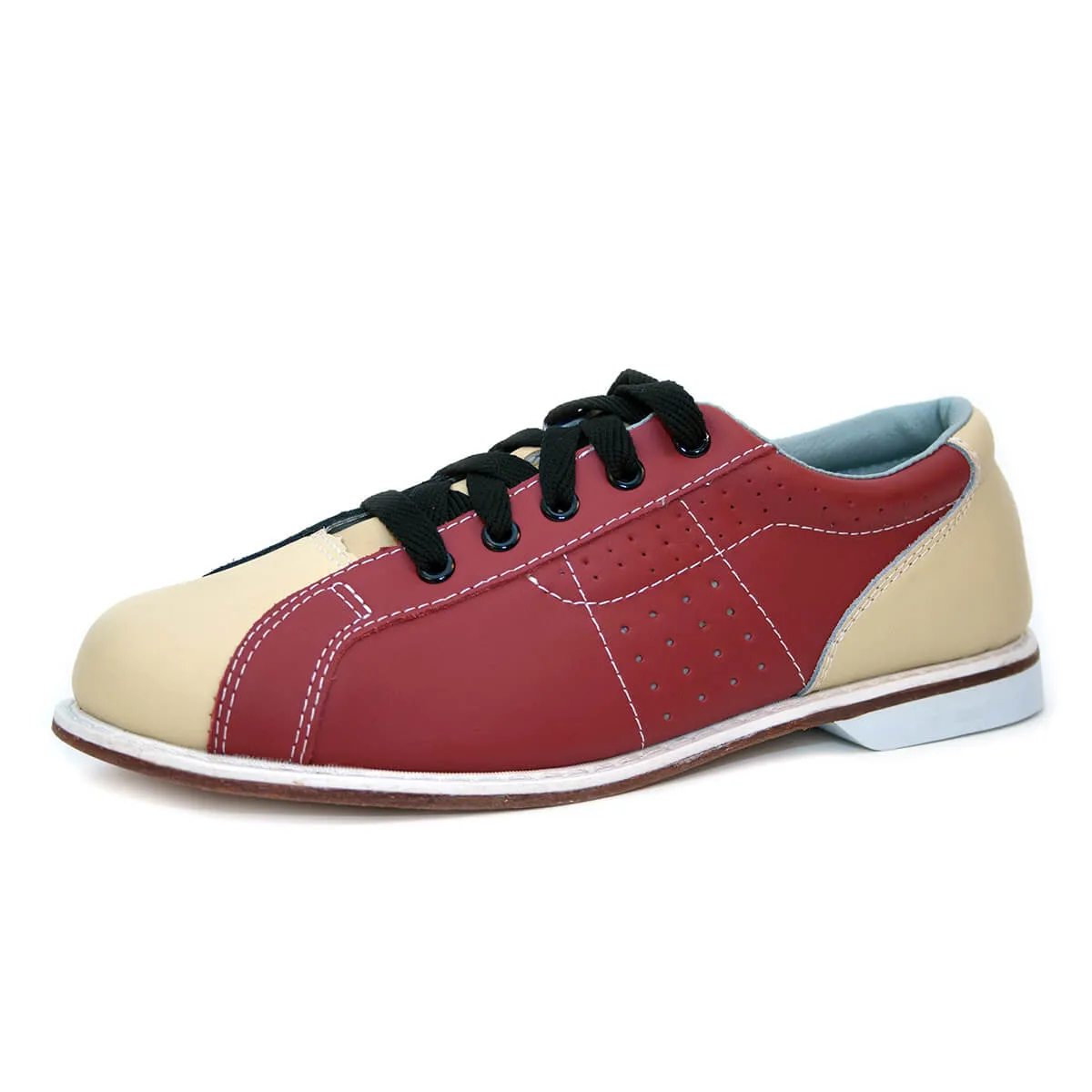 BOWLIO rental bowling shoe for bowling centers leather blue-red-beige – view 1