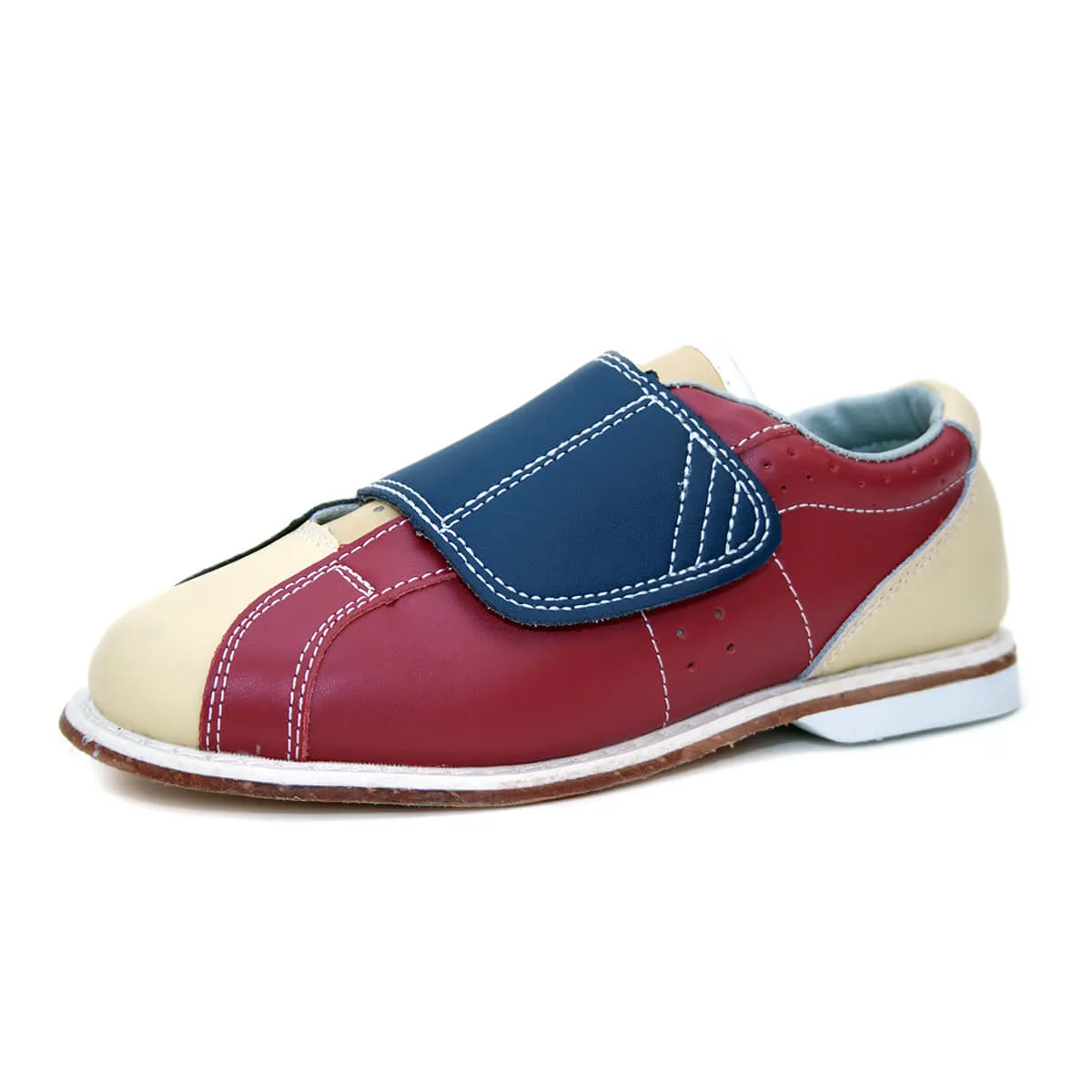 BOWLIO rental bowling shoe for bowling centers leather blue-red-beige – view 5