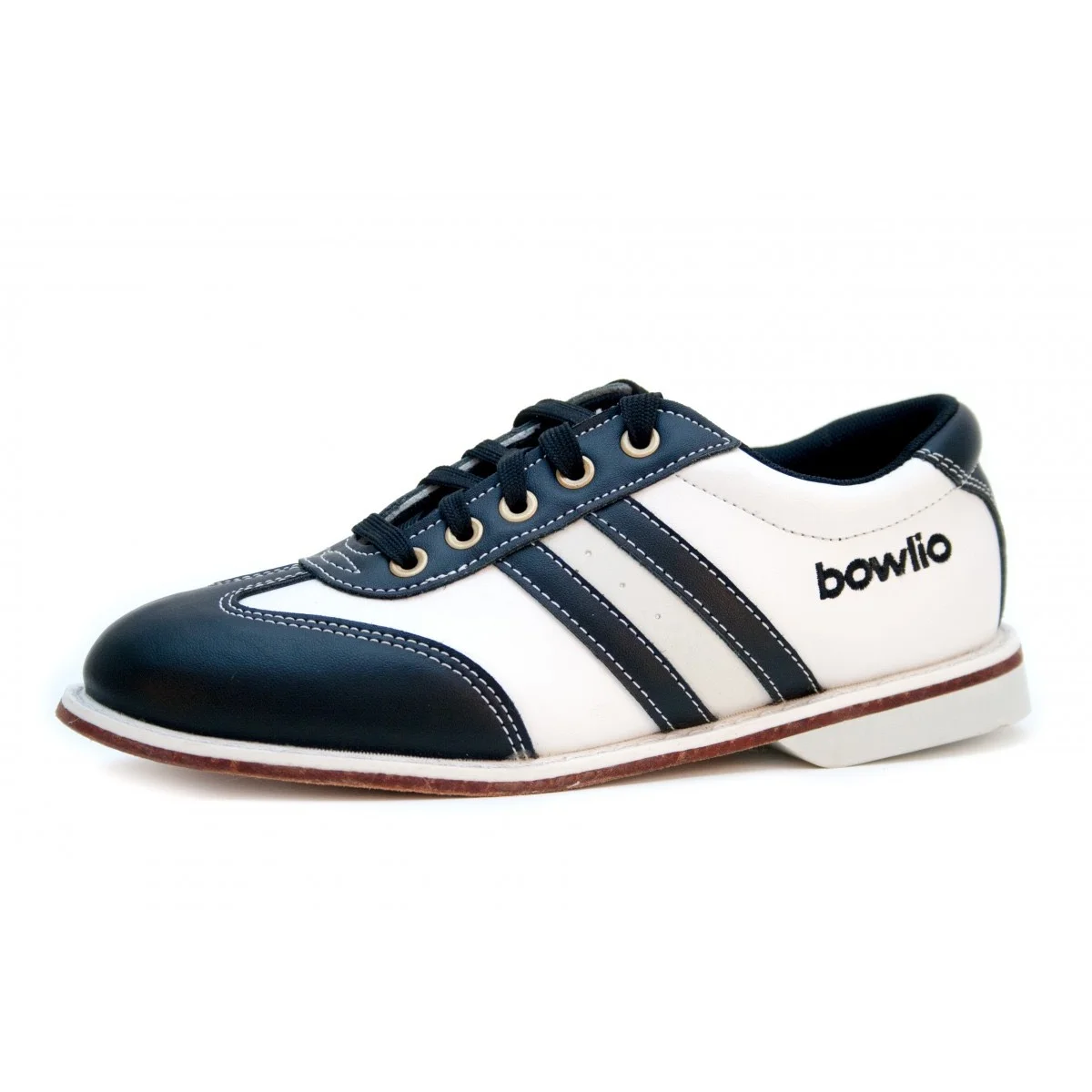 BOWLIO Torino bowling shoe black and white leather – front view