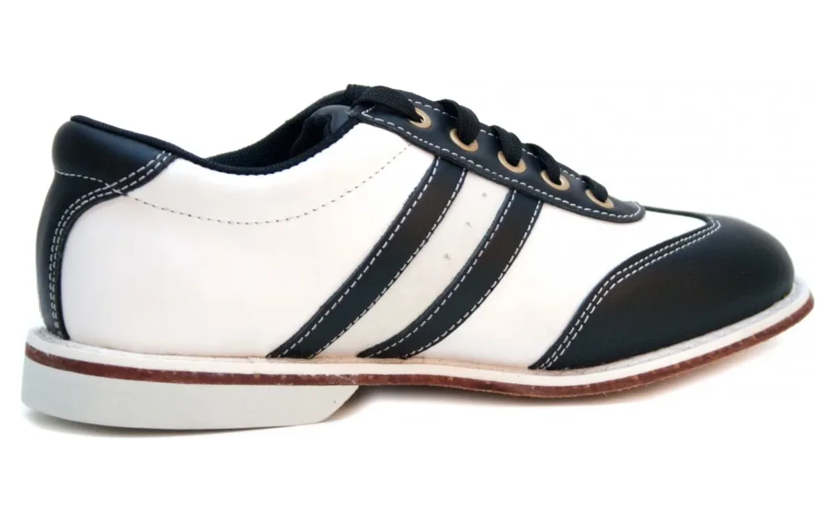 BOWLIO Torino bowling shoe black and white leather – side view