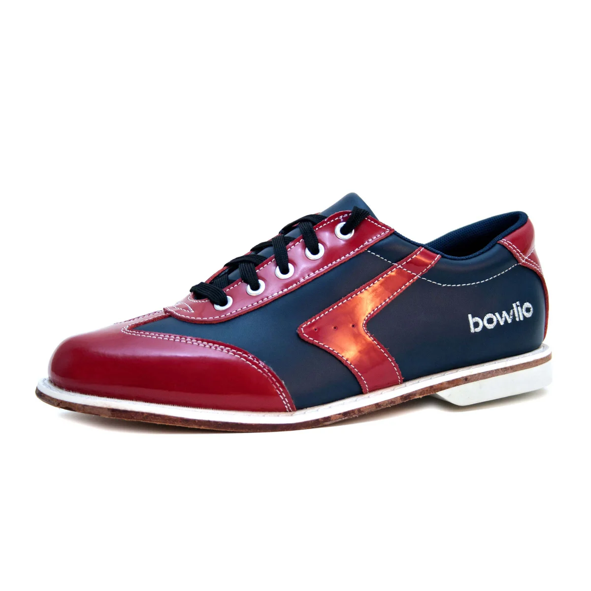 BOWLIO Verona bowling shoe black and red leather – front view